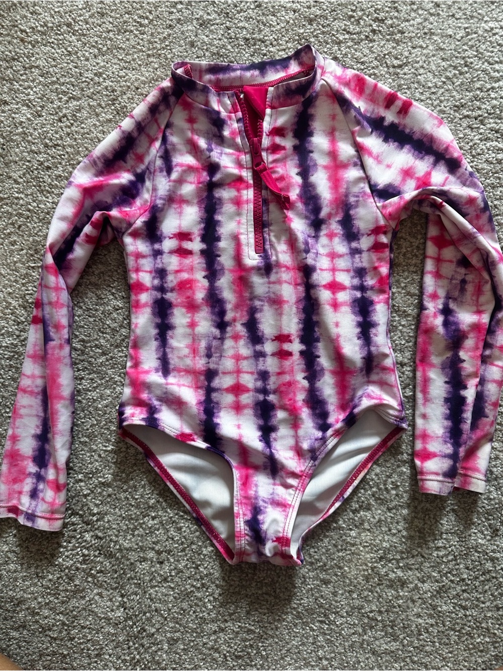 Andy & Evan Girls Long Sleeve Tie-Dye Rash Guard Swimsuit – Size 4T